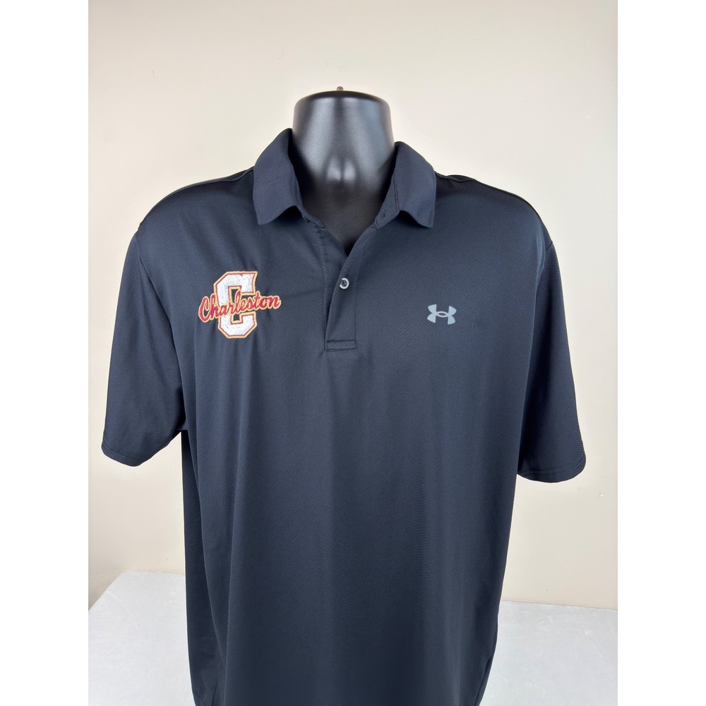 Under Armour Mens College of Charleston Cougars Golf Polo Shirt Black XL